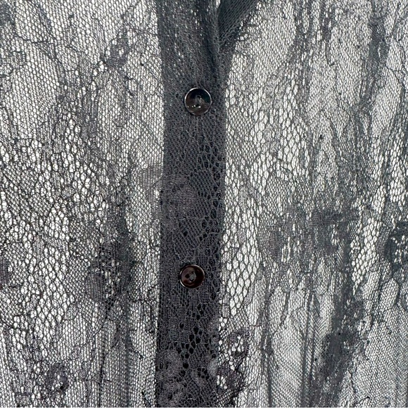 L’AGENCE Lace Button Up Blouse Long Sleeves in Black Size XS Fits M - Picture 3 of 6